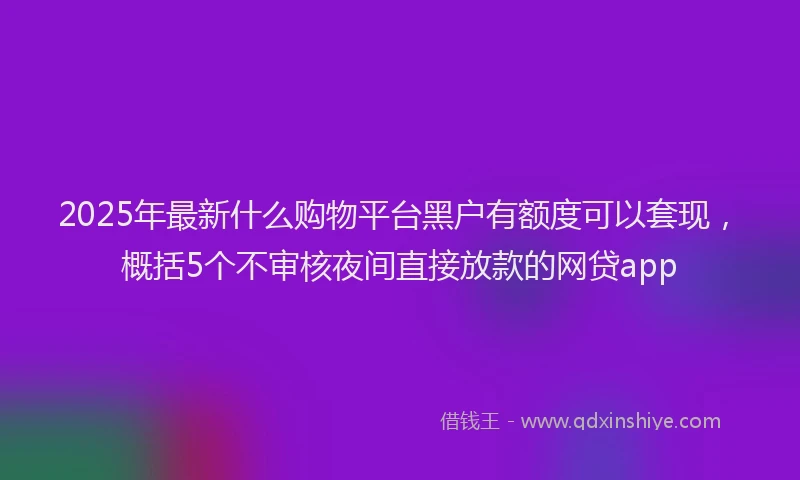 2025年最新什么购物平台黑户有额度可以套现，概括5个不审核夜间直接放款的网贷app