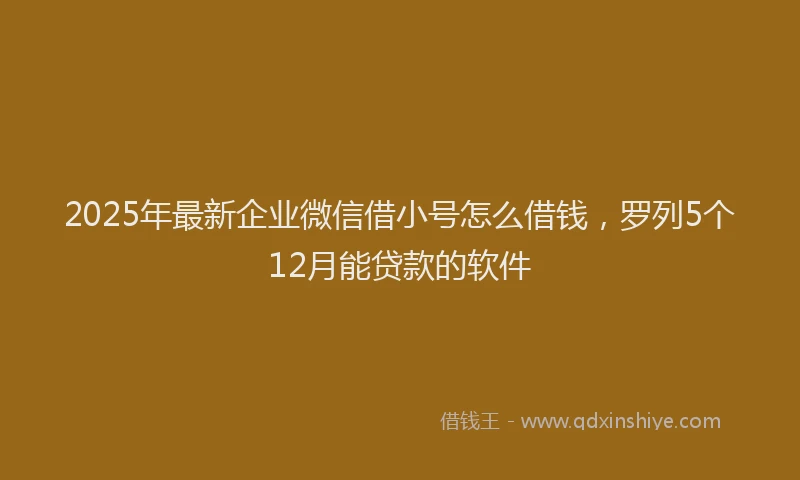 2025年最新企业微信借小号怎么借钱，罗列5个12月能贷款的软件