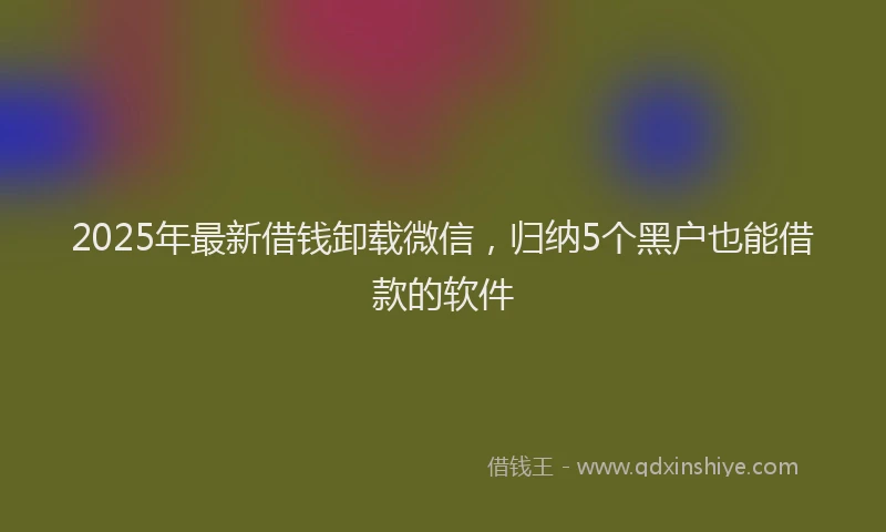 2025年最新借钱卸载微信，归纳5个黑户也能借款的软件