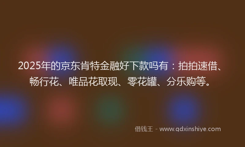 2025年的京东肯特金融好下款吗有：拍拍速借、畅行花、唯品花取现、零花罐、分乐购等。