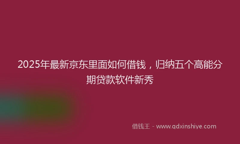 2025年最新京东里面如何借钱，归纳五个高能分期贷款软件新秀