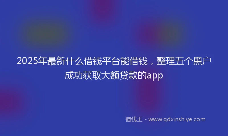 2025年最新什么借钱平台能借钱，整理五个黑户成功获取大额贷款的app