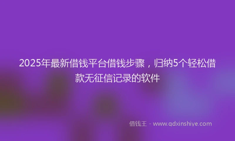 2025年最新借钱平台借钱步骤，归纳5个轻松借款无征信记录的软件