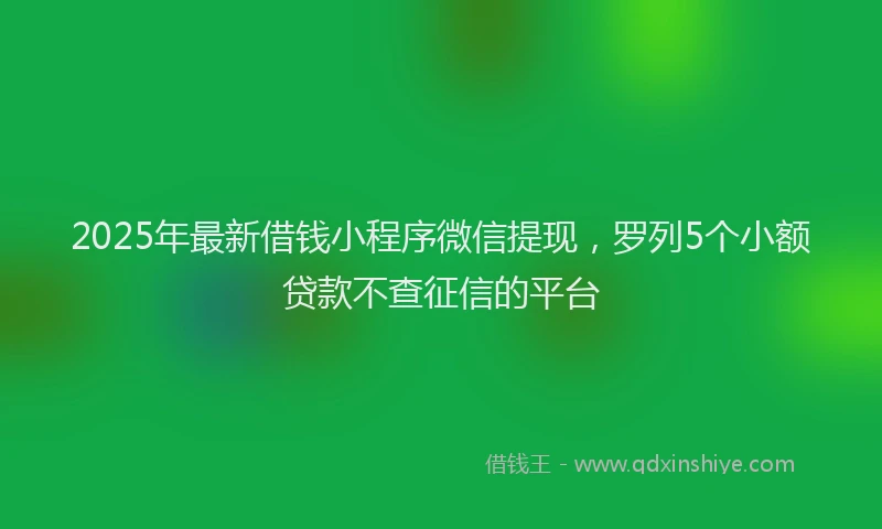 2025年最新借钱小程序微信提现，罗列5个小额贷款不查征信的平台