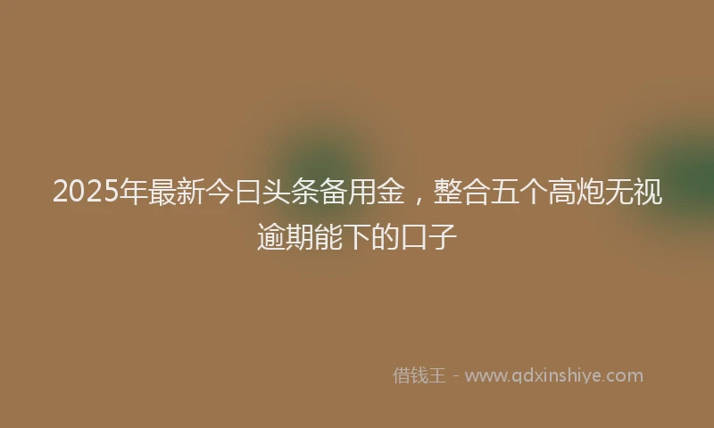 2025年最新今曰头条备用金，整合五个高炮无视逾期能下的口子