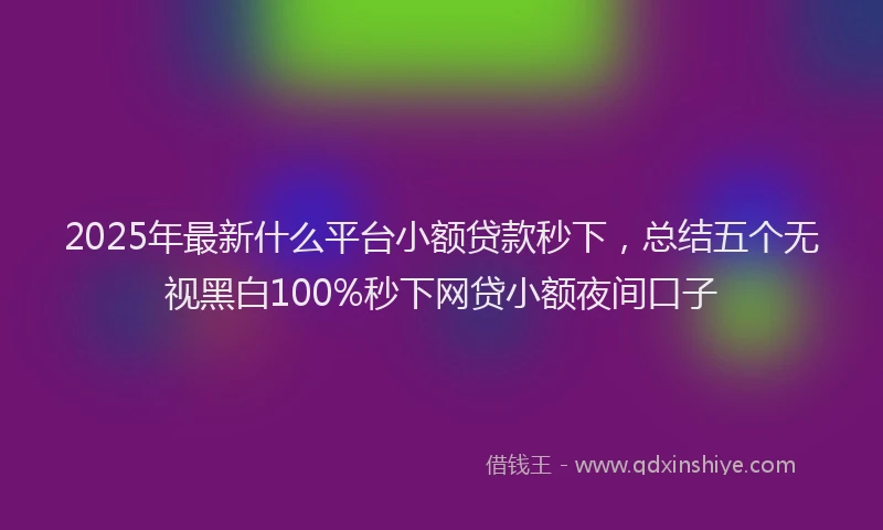 2025年最新什么平台小额贷款秒下，总结五个无视黑白100%秒下网贷小额夜间口子