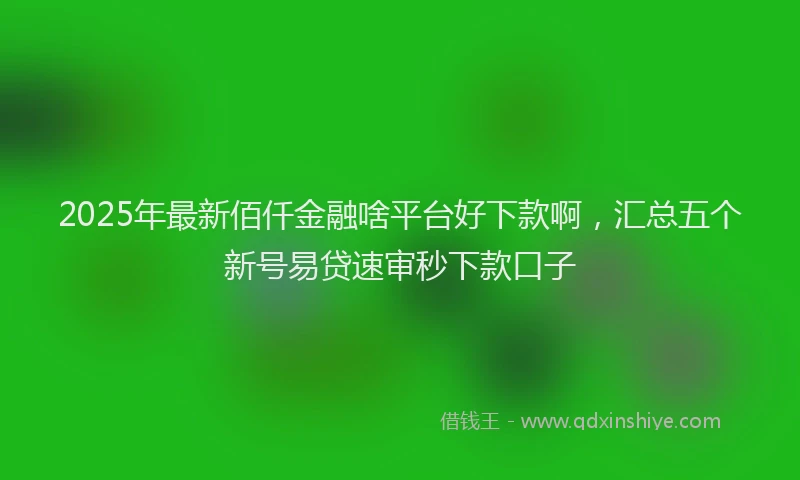 2025年最新佰仟金融啥平台好下款啊，汇总五个新号易贷速审秒下款口子