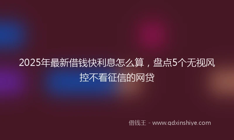2025年最新借钱快利息怎么算，盘点5个无视风控不看征信的网贷