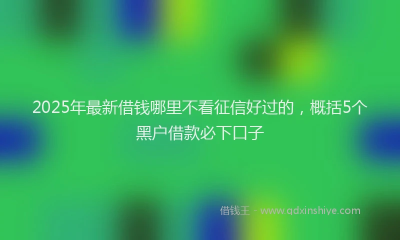 2025年最新借钱哪里不看征信好过的，概括5个黑户借款必下口子