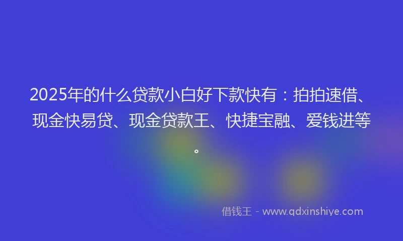 2025年的什么贷款小白好下款快有：拍拍速借、现金快易贷、现金贷款王、快捷宝融、爱钱进等。