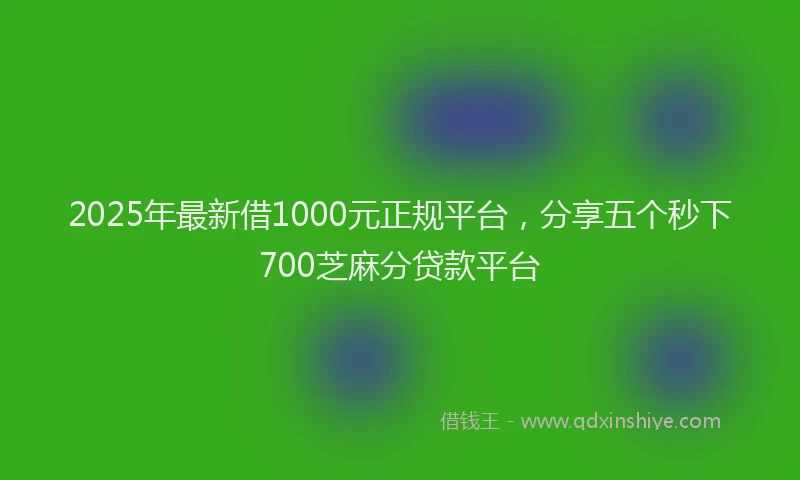 2025年最新借1000元正规平台，分享五个秒下700芝麻分贷款平台
