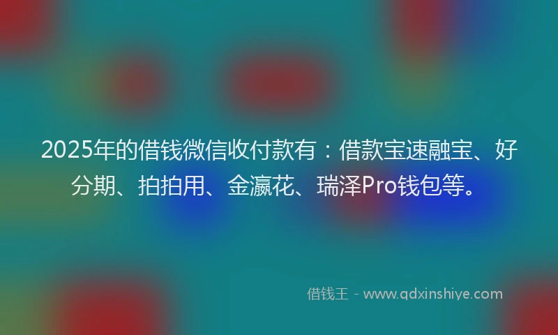 2025年的借钱微信收付款有：借款宝速融宝、好分期、拍拍用、金瀛花、瑞泽Pro钱包等。