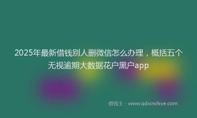 2025年最新借钱别人删微信怎么办理，概括五个无视逾期大数据花户黑户app