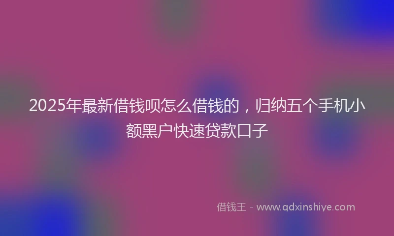 2025年最新借钱呗怎么借钱的，归纳五个手机小额黑户快速贷款口子