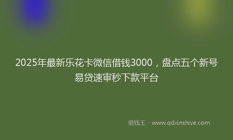 2025年最新乐花卡微信借钱3000，盘点五个新号易贷速审秒下款平台