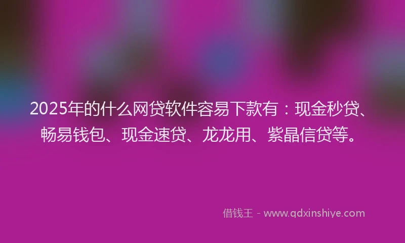 2025年的什么网贷软件容易下款有：现金秒贷、畅易钱包、现金速贷、龙龙用、紫晶信贷等。