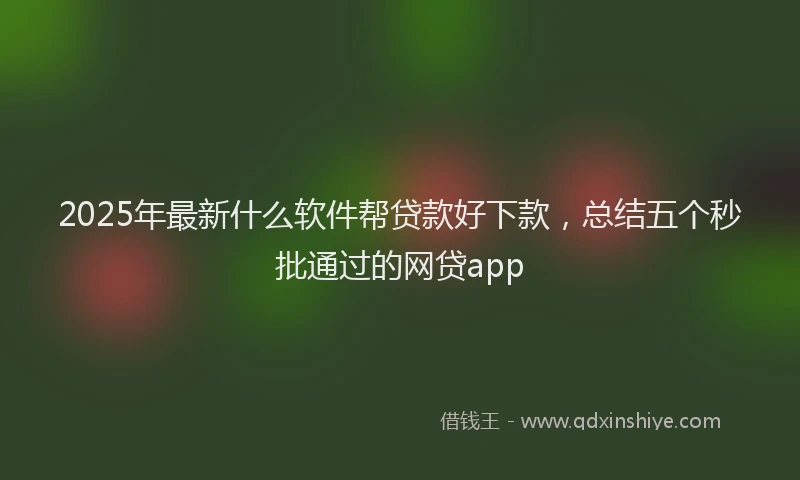 2025年最新什么软件帮贷款好下款，总结五个秒批通过的网贷app