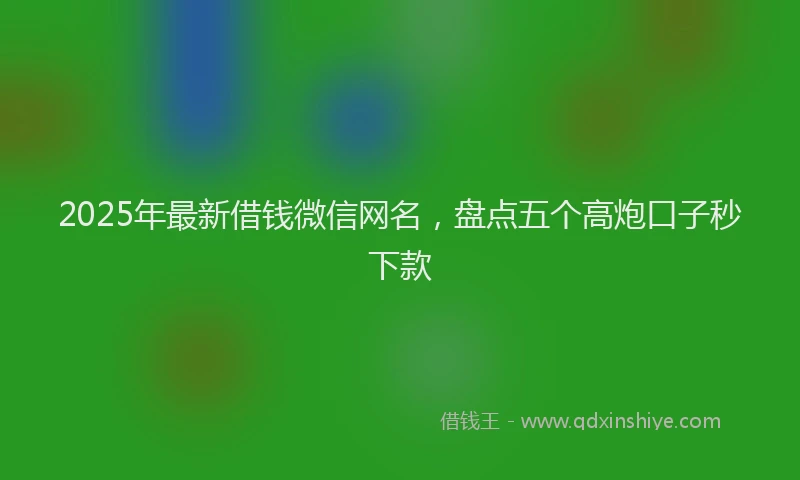 2025年最新借钱微信网名，盘点五个高炮口子秒下款