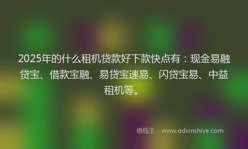 2025年的什么租机贷款好下款快点有：现金易融贷宝、借款宝融、易贷宝速易、闪贷宝易、中益租机等。