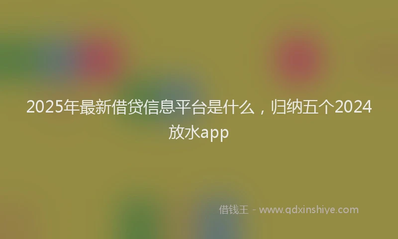 2025年最新借贷信息平台是什么，归纳五个2024放水app