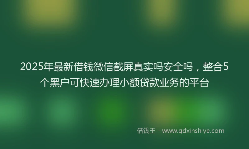 2025年最新借钱微信截屏真实吗安全吗，整合5个黑户可快速办理小额贷款业务的平台
