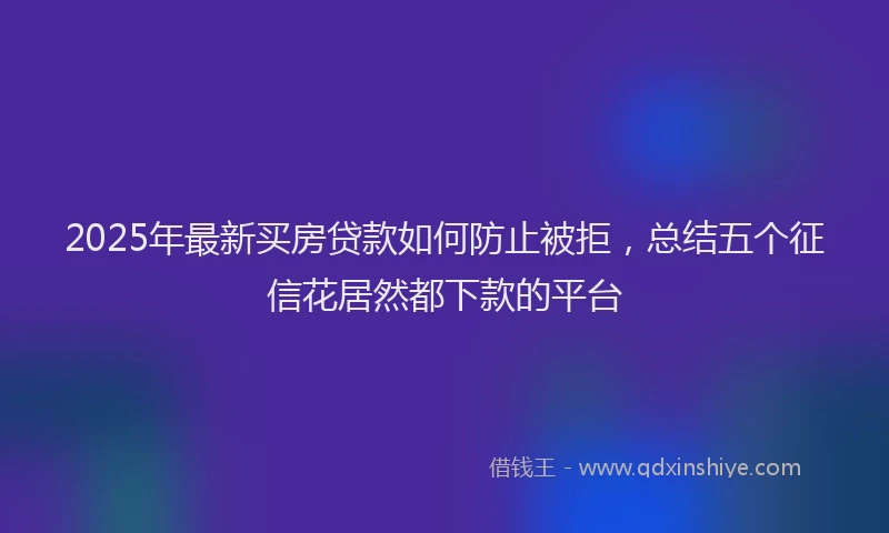 2025年最新买房贷款如何防止被拒，总结五个征信花居然都下款的平台