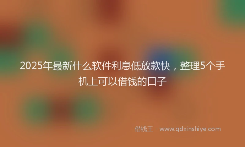 2025年最新什么软件利息低放款快，整理5个手机上可以借钱的口子