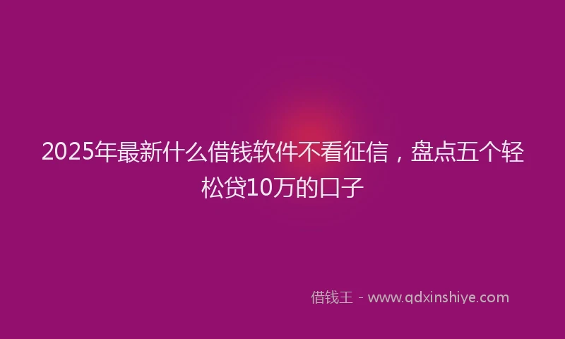 2025年最新什么借钱软件不看征信，盘点五个轻松贷10万的口子