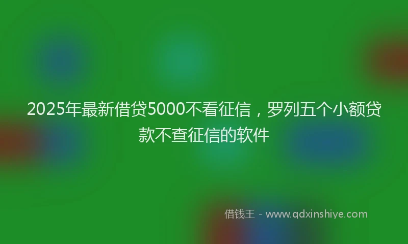 2025年最新借贷5000不看征信，罗列五个小额贷款不查征信的软件