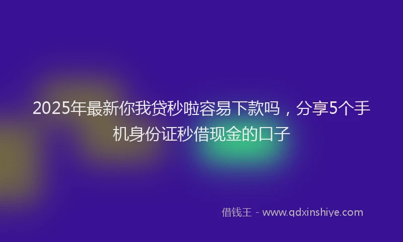 2025年最新你我贷秒啦容易下款吗，分享5个手机身份证秒借现金的口子