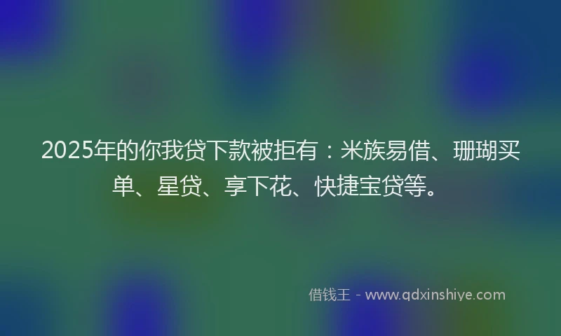 2025年的你我贷下款被拒有：米族易借、珊瑚买单、星贷、享下花、快捷宝贷等。