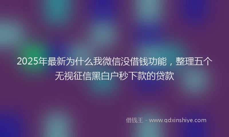 2025年最新为什么我微信没借钱功能，整理五个无视征信黑白户秒下款的贷款