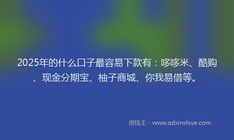 2025年的什么口子最容易下款有：哆哆米、酷购、现金分期宝、柚子商城、你我易借等。