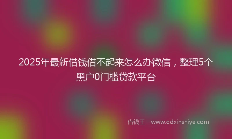 2025年最新借钱借不起来怎么办微信，整理5个黑户0门槛贷款平台