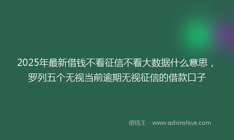 2025年最新借钱不看征信不看大数据什么意思，罗列五个无视当前逾期无视征信的借款口子