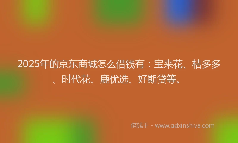 2025年的京东商城怎么借钱有：宝来花、桔多多、时代花、鹿优选、好期贷等。