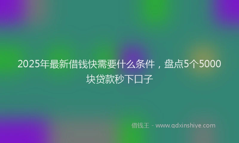 2025年最新借钱快需要什么条件，盘点5个5000块贷款秒下口子