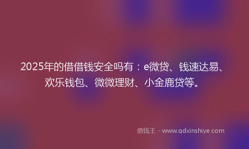 2025年的借借钱安全吗有：e微贷、钱速达易、欢乐钱包、微微理财、小金鹿贷等。