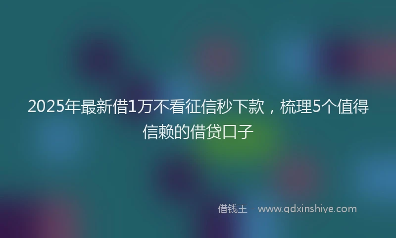 2025年最新借1万不看征信秒下款，梳理5个值得信赖的借贷口子