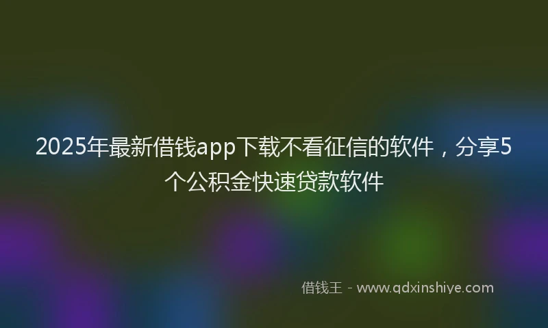 2025年最新借钱app下载不看征信的软件，分享5个公积金快速贷款软件