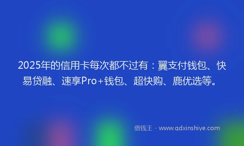 2025年的信用卡每次都不过有：翼支付钱包、快易贷融、速享Pro+钱包、超快购、鹿优选等。