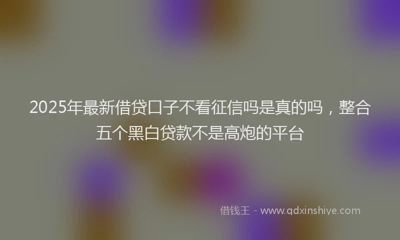 2025年最新借贷口子不看征信吗是真的吗，整合五个黑白贷款不是高炮的平台