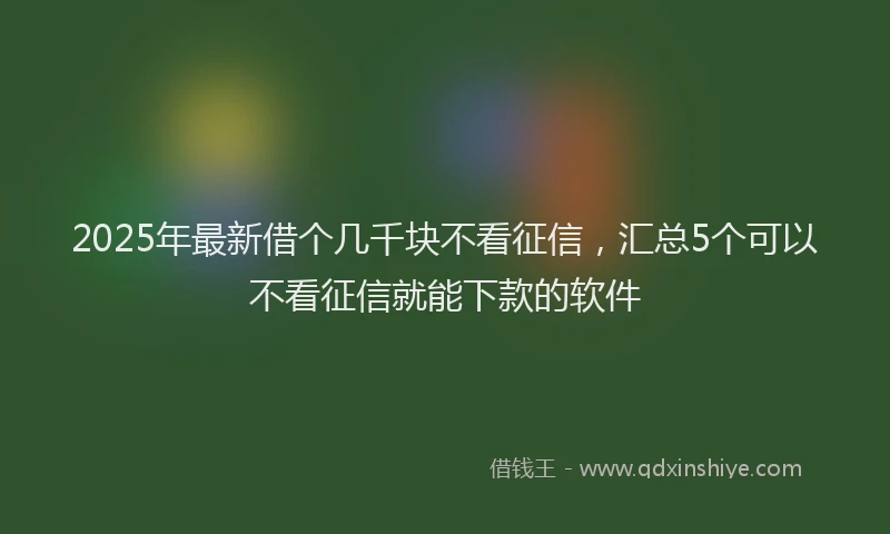 2025年最新借个几千块不看征信，汇总5个可以不看征信就能下款的软件