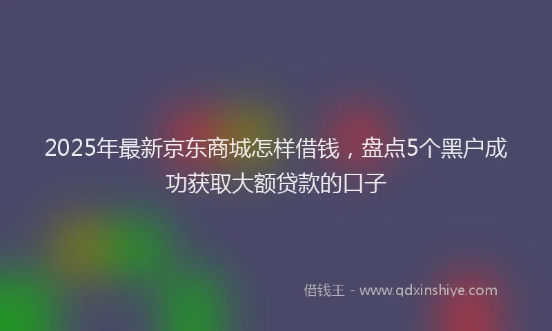 2025年最新京东商城怎样借钱，盘点5个黑户成功获取大额贷款的口子