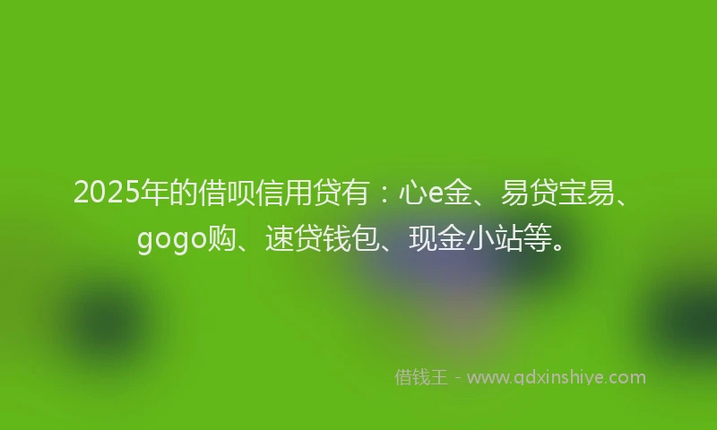 2025年的借呗信用贷有：心e金、易贷宝易、gogo购、速贷钱包、现金小站等。