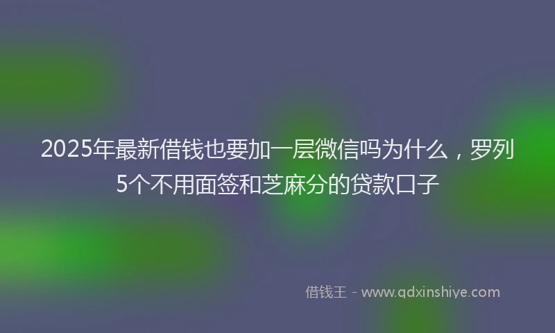 2025年最新借钱也要加一层微信吗为什么，罗列5个不用面签和芝麻分的贷款口子