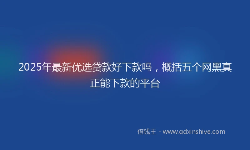 2025年最新优选贷款好下款吗，概括五个网黑真正能下款的平台