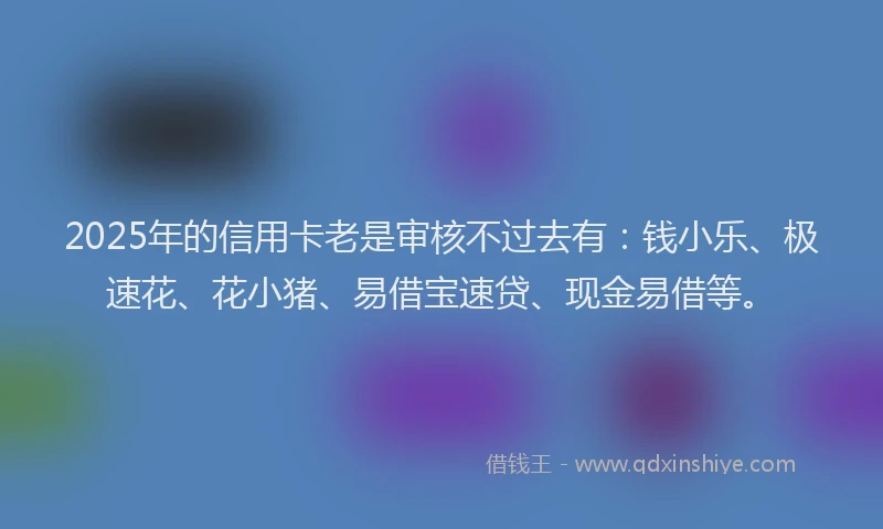 2025年的信用卡老是审核不过去有：钱小乐、极速花、花小猪、易借宝速贷、现金易借等。