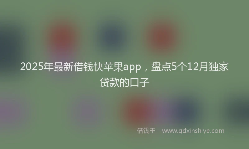 2025年最新借钱快苹果app，盘点5个12月独家贷款的口子