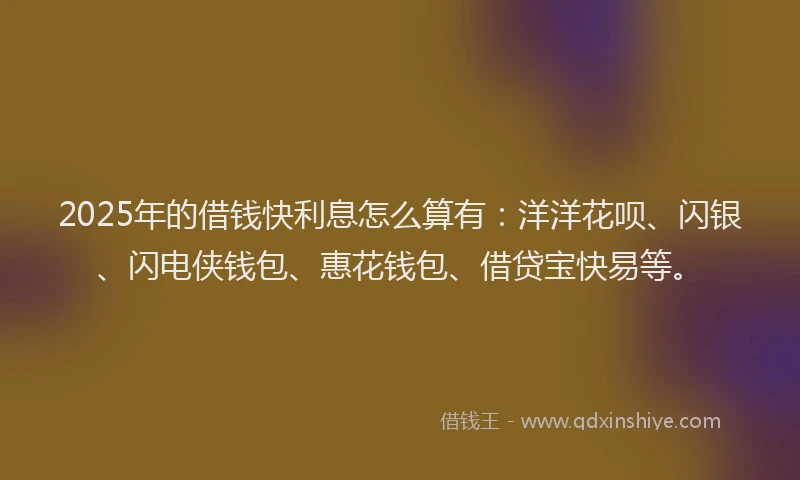 2025年的借钱快利息怎么算有：洋洋花呗、闪银、闪电侠钱包、惠花钱包、借贷宝快易等。